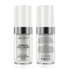 Aliver Color Changing Liquid Foundation-Flawless Warm Skin Tone Foundation Makeup-Lasting & Concealer-1 fl oz.