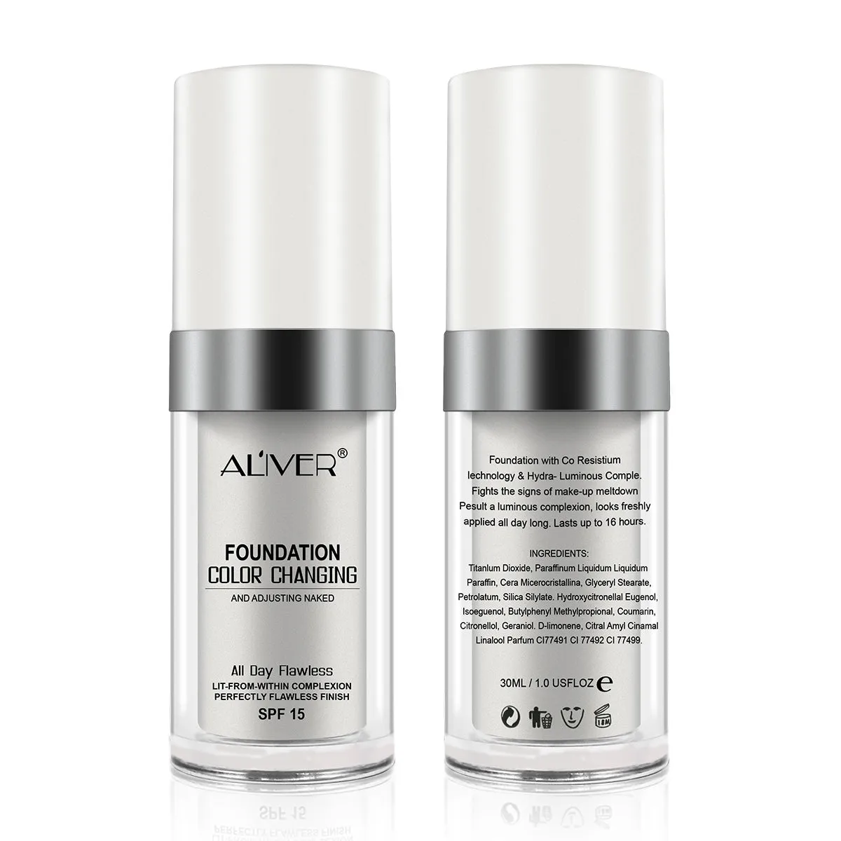 Aliver Color Changing Liquid Foundation-Flawless Warm Skin Tone Foundation Makeup-Lasting & Concealer-1 fl oz.