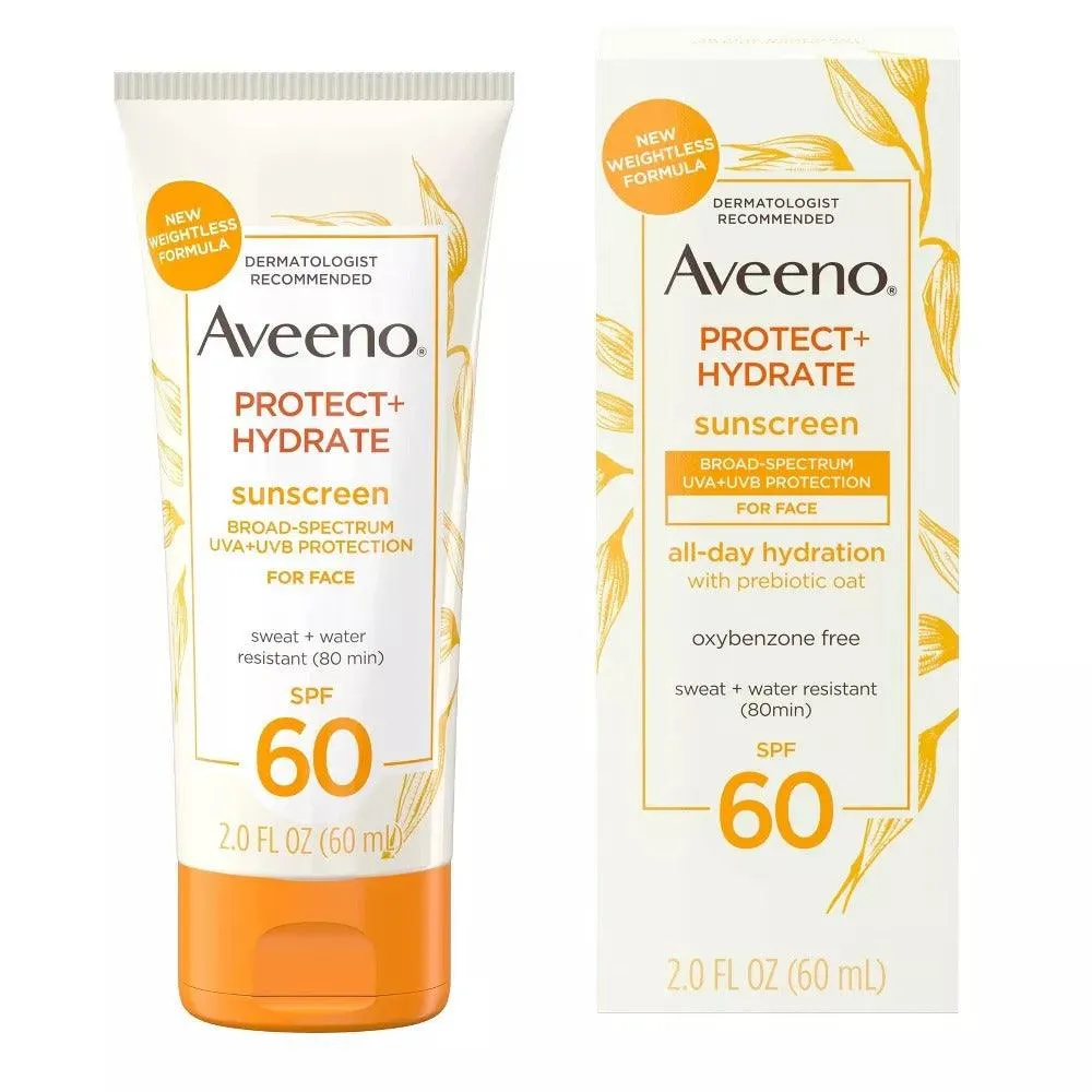 Aveeno Protect   Hydrate Broad Spectrum Face Sunscreen Lotion SPF60 - 3 Oz