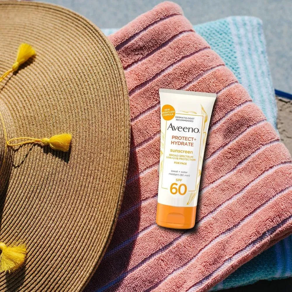 Aveeno Protect   Hydrate Broad Spectrum Face Sunscreen Lotion SPF60 - 3 Oz
