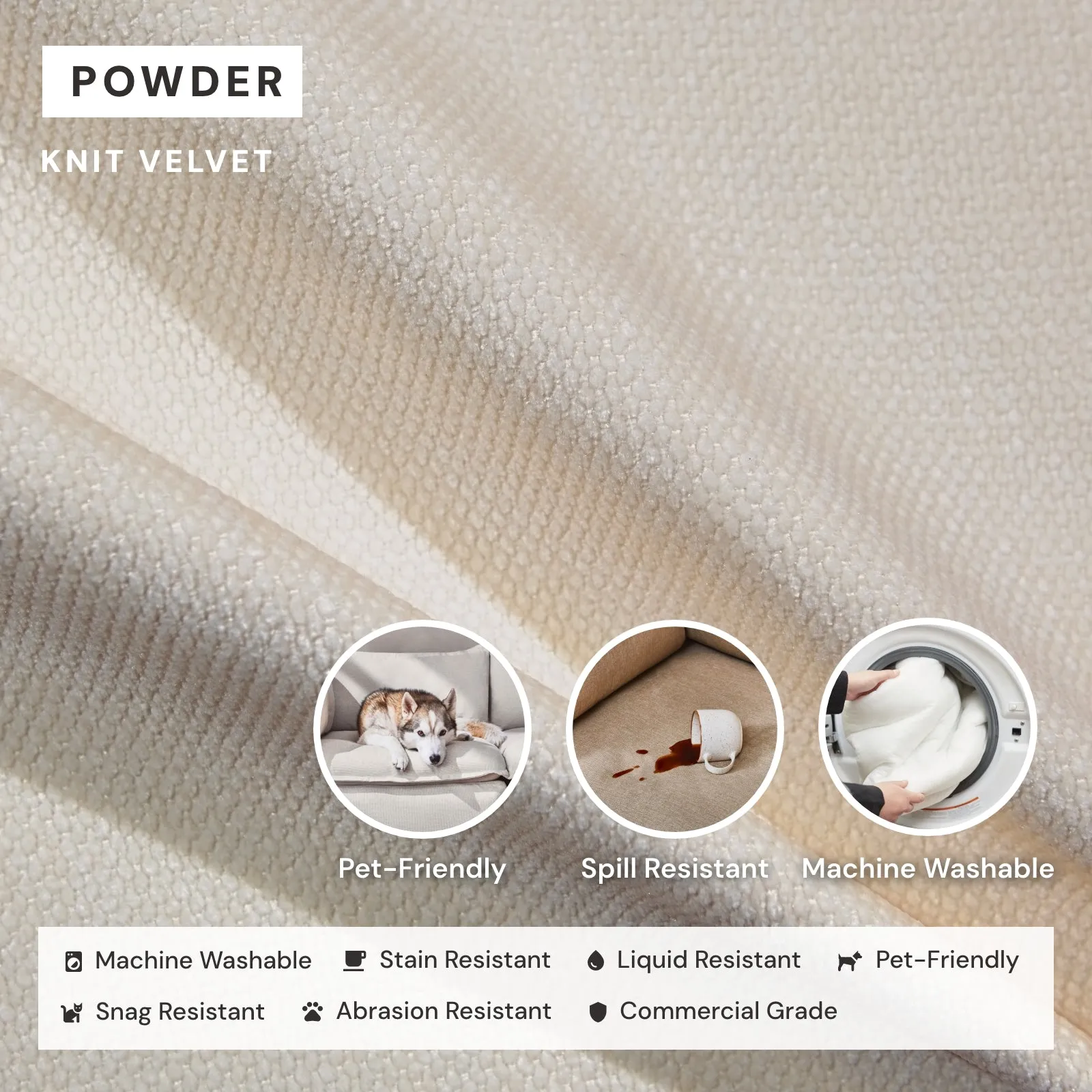 Elevate Comfort Layer for 3-Seater   Ottoman in Powder