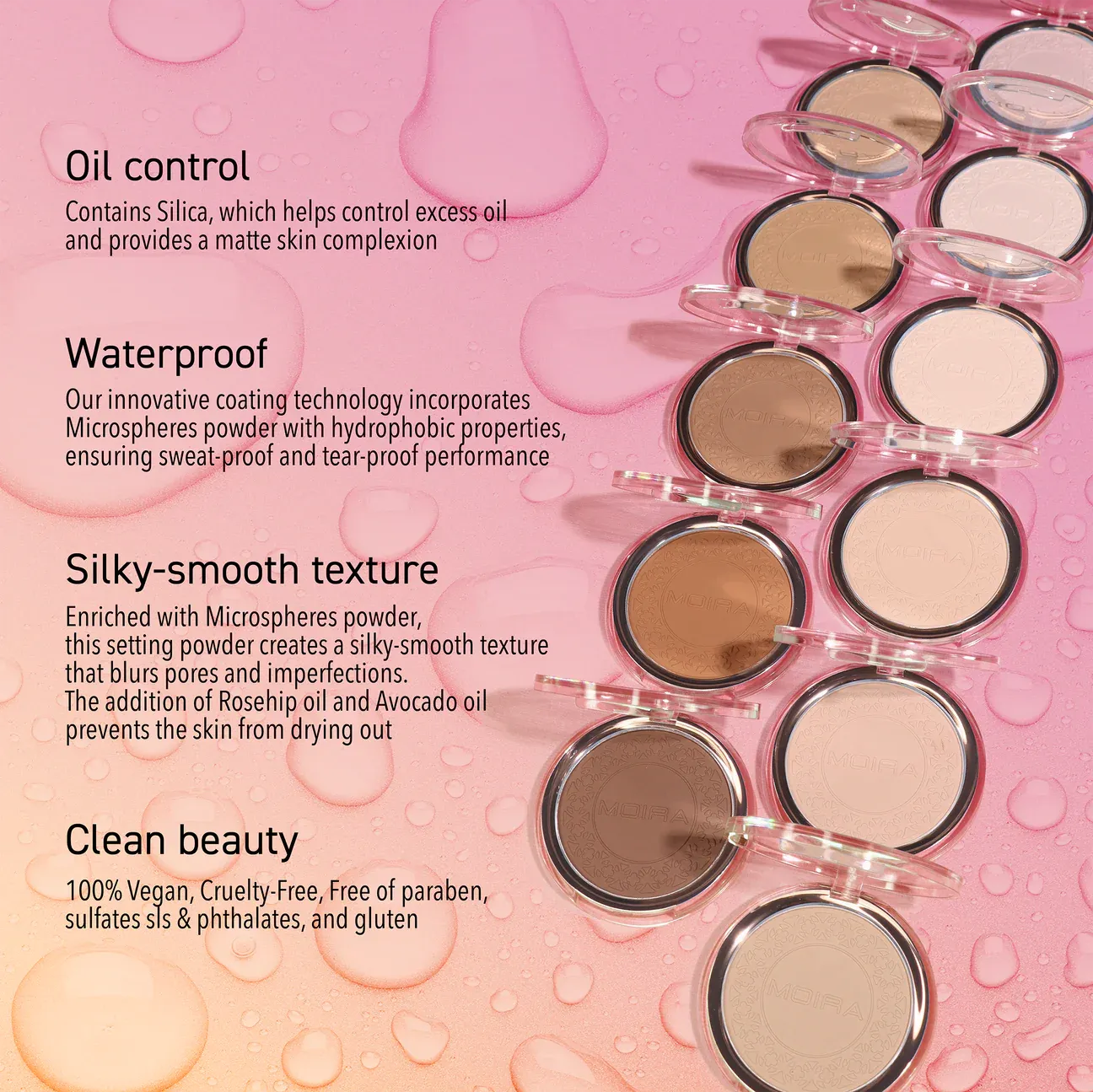 Face- MOIRA Soft Focus Waterproof Setting Powder SWP350- SHEER/LIGHT BEIGE (3pcs bundle, $5 each)