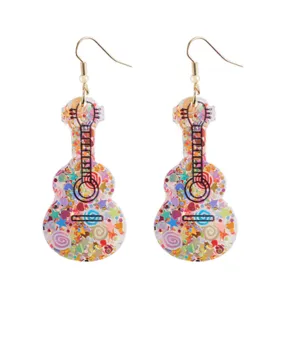 Glitter Guitar Acrylic Earrings