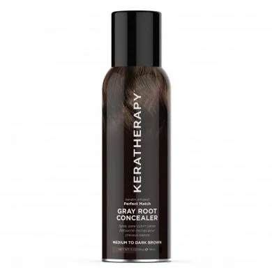 KERATHERAPY Keratin Infused Perfect Match Gray Root Concealer, Dark Brown, 3 oz