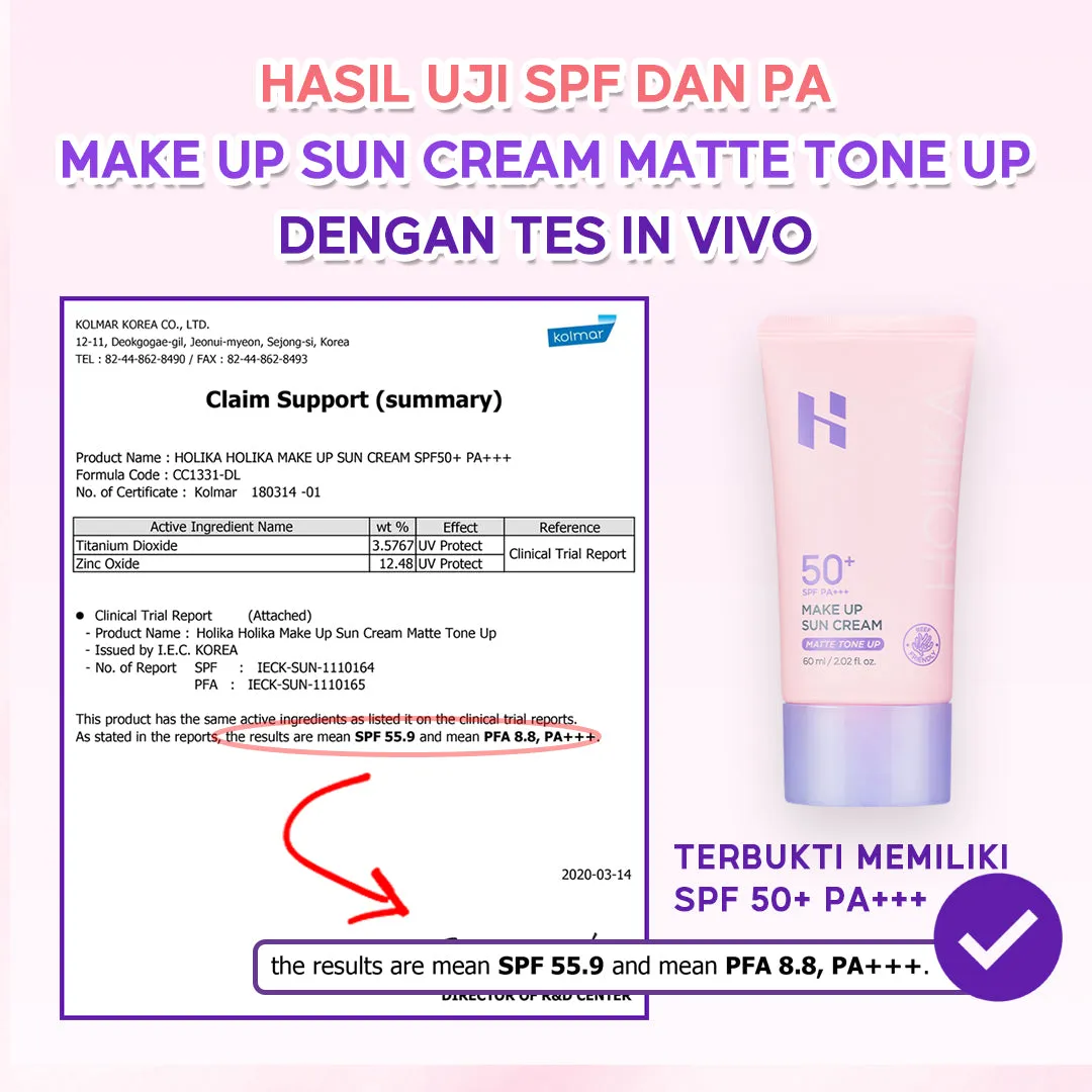 Make Up Sun Cream Matte Tone Up | Physical Sunscreen