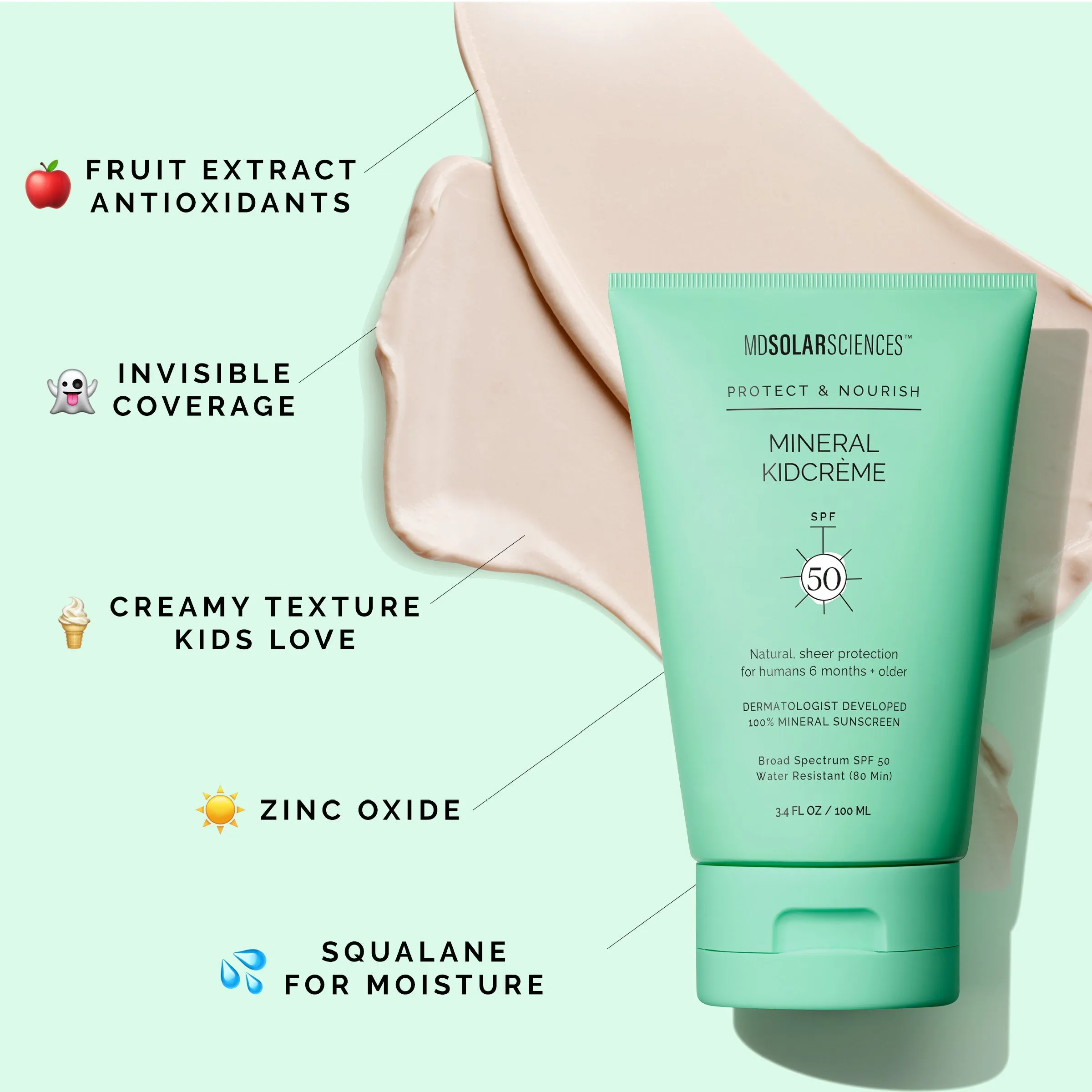 MDSolarSciences Mineral KidCreme - Face & Body Sunscreen - SPF 50  (3.4oz)