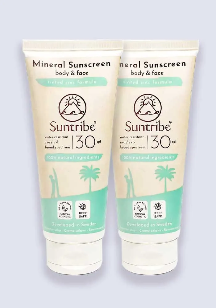 Suntribe Natural Mineral Sunscreen Lotion SPF 30 100ml - 2 Pack Saver