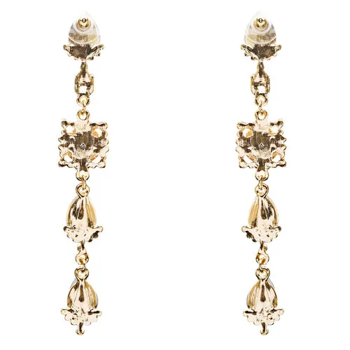 Trendy Design Crystal Rhinestone Colorful Tear Drop Shape Earrings E740 Multi