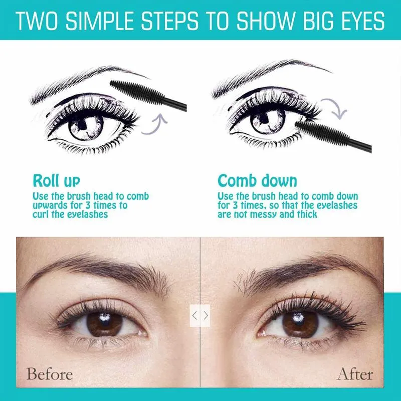 Volumizing Mascara 2 In 1 Lengthening Thickening Mascara Easy To Use Eye Makeup Tool For Longer Thicker Lashes
